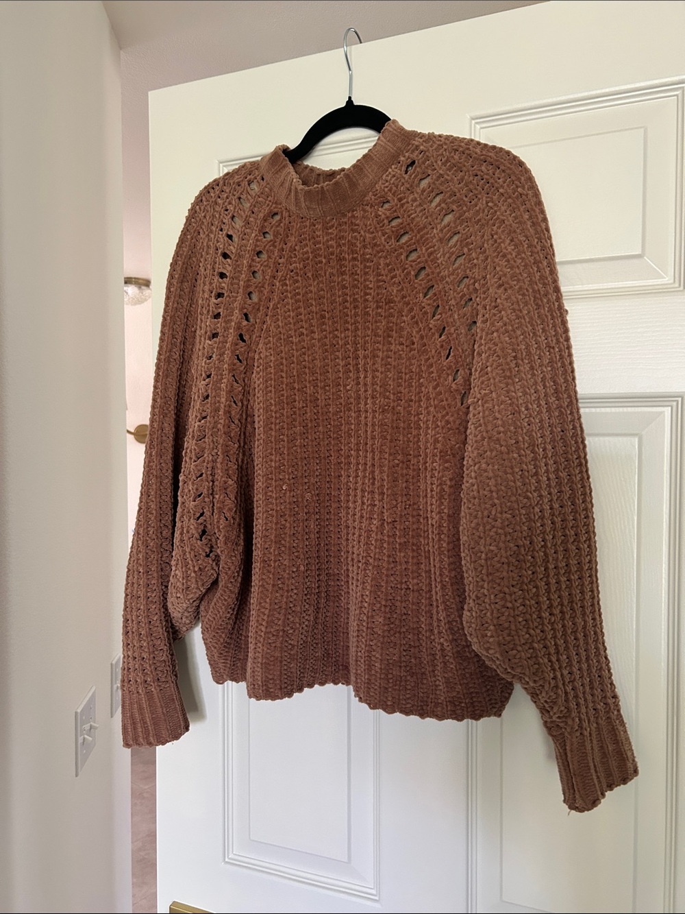 Mango Oversized Cozy Textured Women's Sweater in Dusty Rose